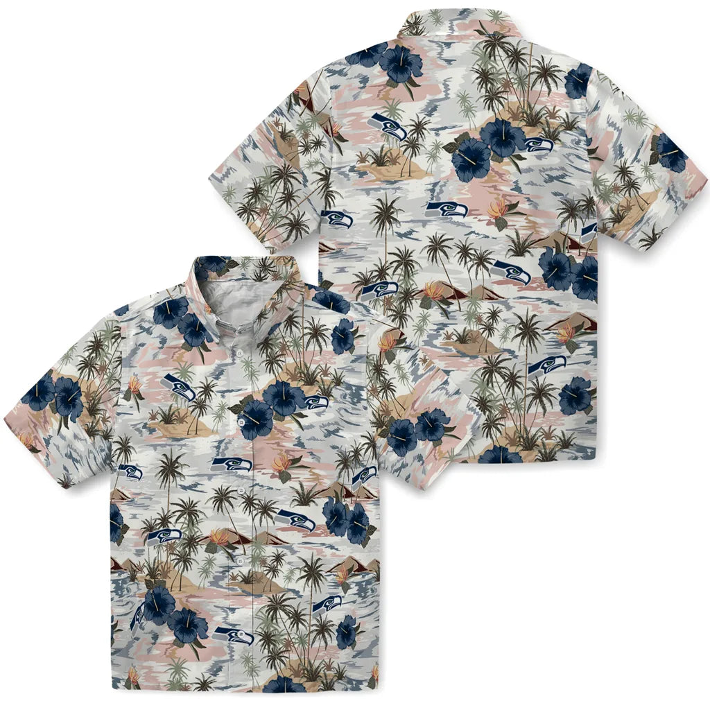 Seattle Seahawks Hawaiian Shirt - Hibiscus Seaside | Moonbestprint
