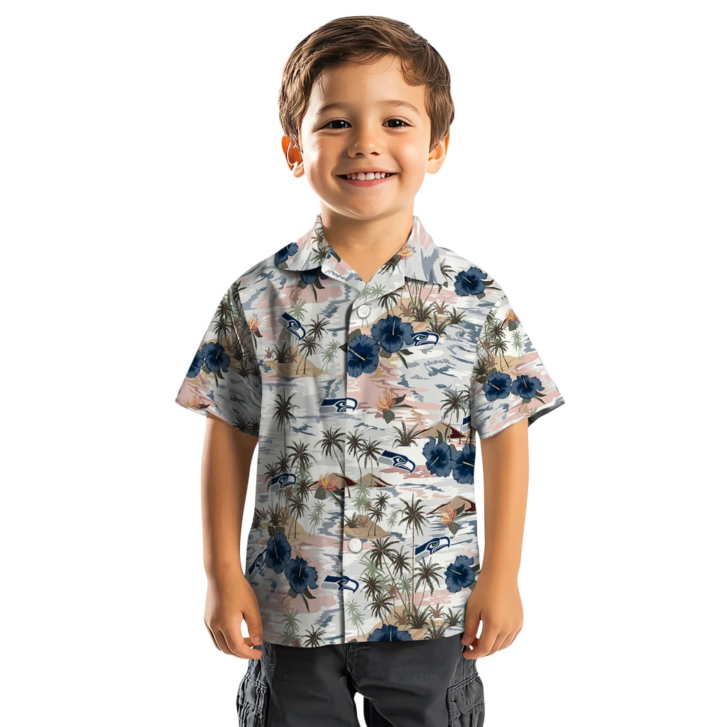 Seattle Seahawks Hawaiian Shirt - Hibiscus Seaside | Moonbestprint