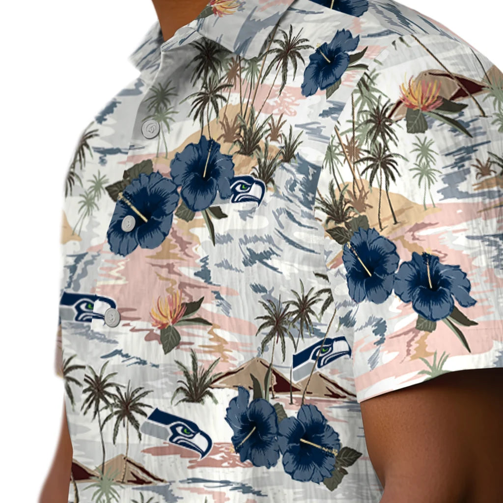 Seattle Seahawks Hawaiian Shirt - Hibiscus Seaside | Moonbestprint