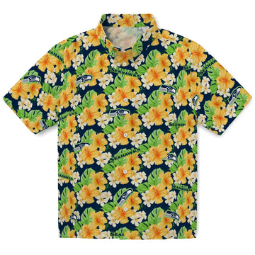 Seattle Seahawks Hawaiian Shirt - Hibiscus Tropics | Moonbestprint