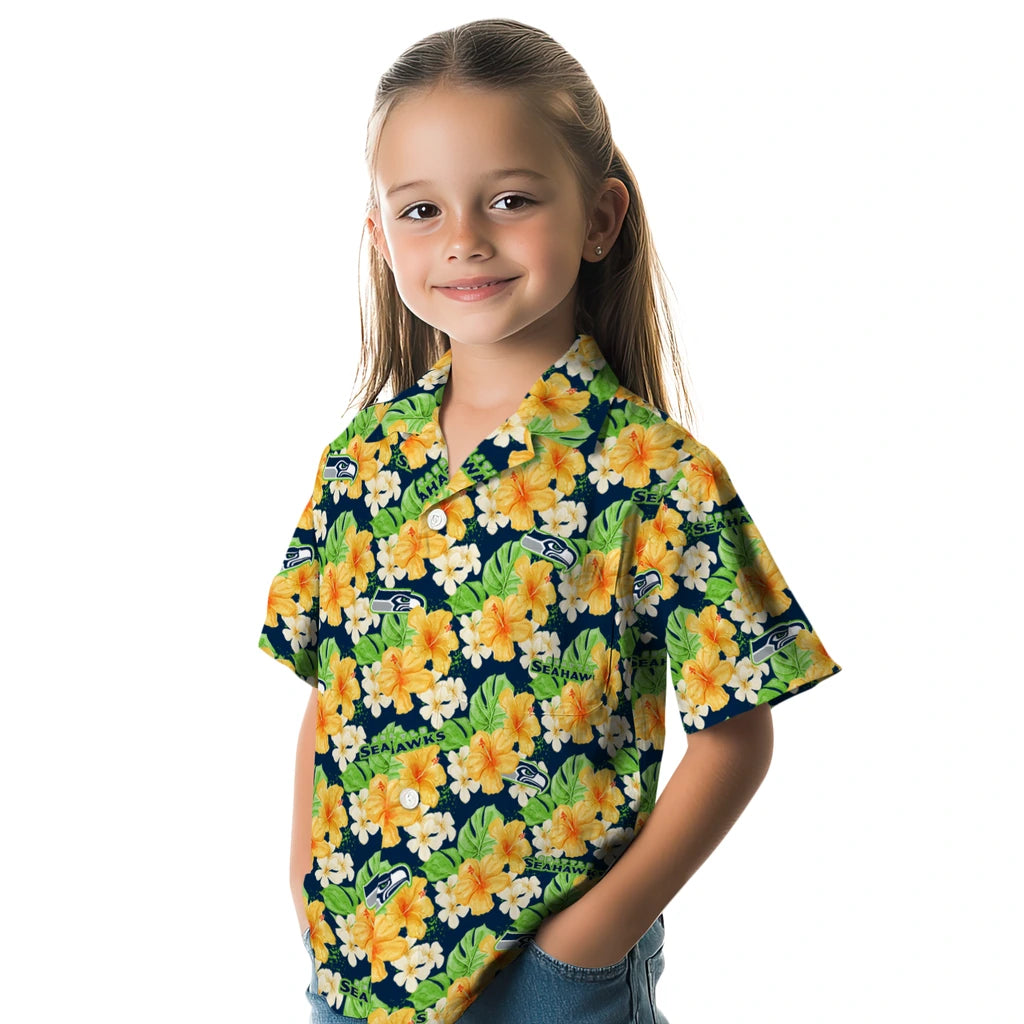 Seattle Seahawks Hawaiian Shirt - Hibiscus Tropics | Moonbestprint