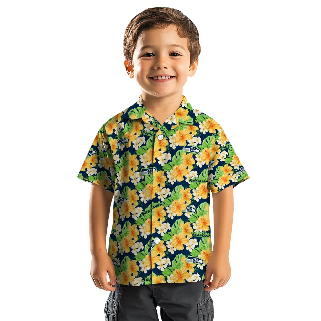 Seattle Seahawks Hawaiian Shirt - Hibiscus Tropics | Moonbestprint