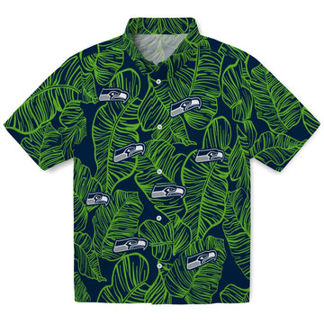 Seattle Seahawks Hawaiian Shirt - Leaf Outline | Moonbestprint
