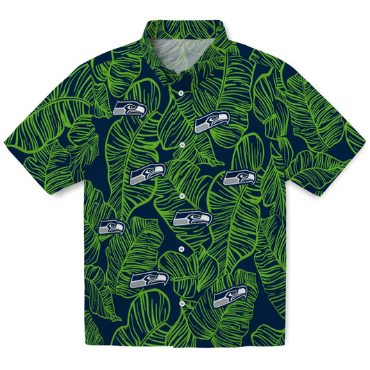 Seattle Seahawks Hawaiian Shirt - Leaf Outline | Moonbestprint