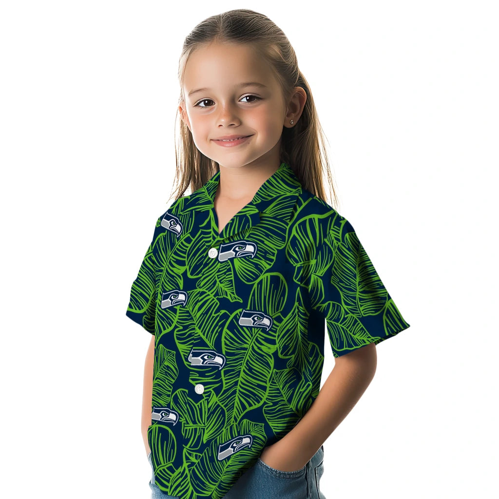 Seattle Seahawks Hawaiian Shirt - Leaf Outline | Moonbestprint