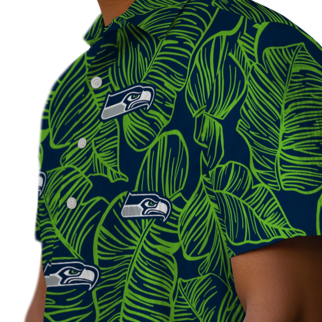 Seattle Seahawks Hawaiian Shirt - Leaf Outline | Moonbestprint