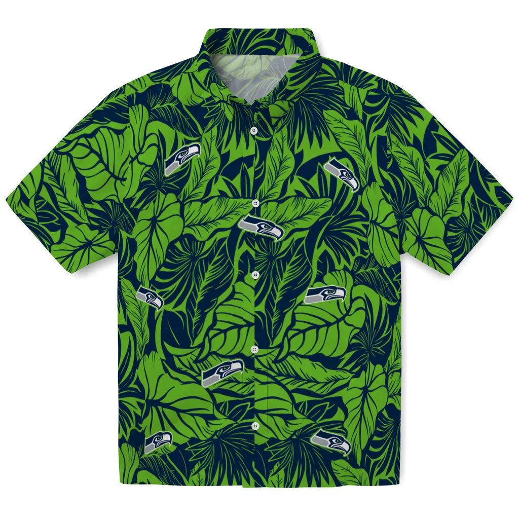 Seattle Seahawks Hawaiian Shirt - Monstera Layer | Moonbestprint