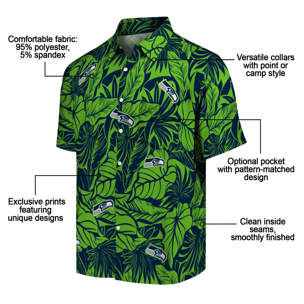 Seattle Seahawks Hawaiian Shirt - Monstera Layer | Moonbestprint