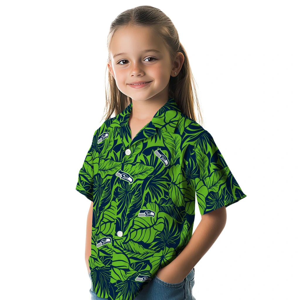 Seattle Seahawks Hawaiian Shirt - Monstera Layer | Moonbestprint