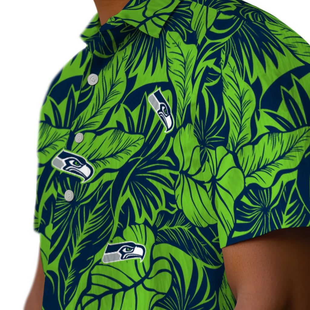 Seattle Seahawks Hawaiian Shirt - Monstera Layer | Moonbestprint