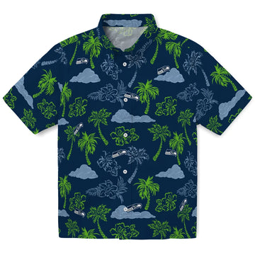 Seattle Seahawks Hawaiian Shirt - Palm And Clouds | Moonbestprint