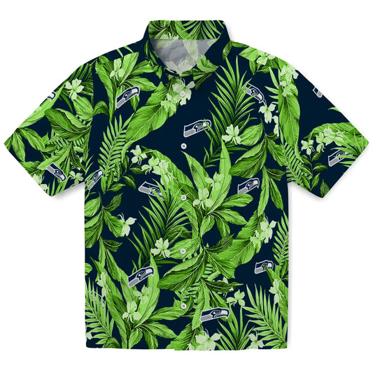 Seattle Seahawks Hawaiian Shirt - Palm Leaves | Moonbestprint