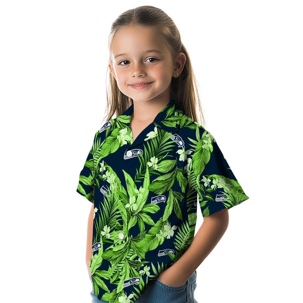 Seattle Seahawks Hawaiian Shirt - Palm Leaves | Moonbestprint