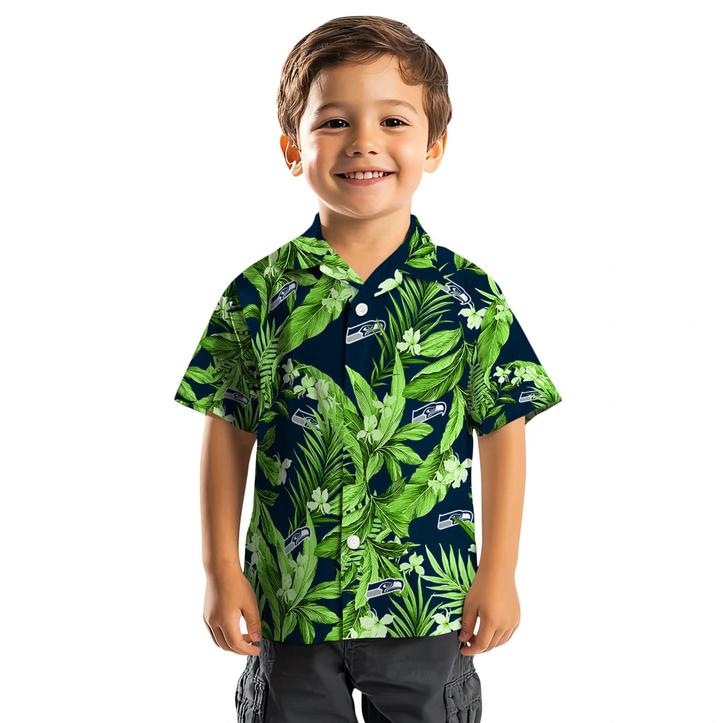 Seattle Seahawks Hawaiian Shirt - Palm Leaves | Moonbestprint