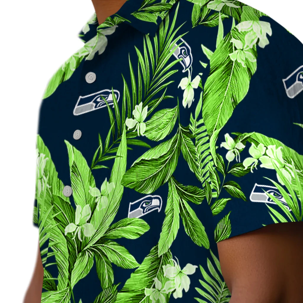 Seattle Seahawks Hawaiian Shirt - Palm Leaves | Moonbestprint