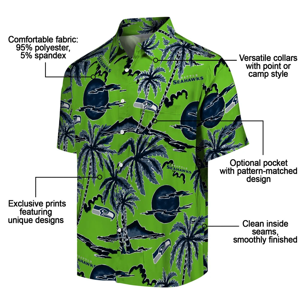 Seattle Seahawks Hawaiian Shirt - Palm Sunset | Moonbestprint