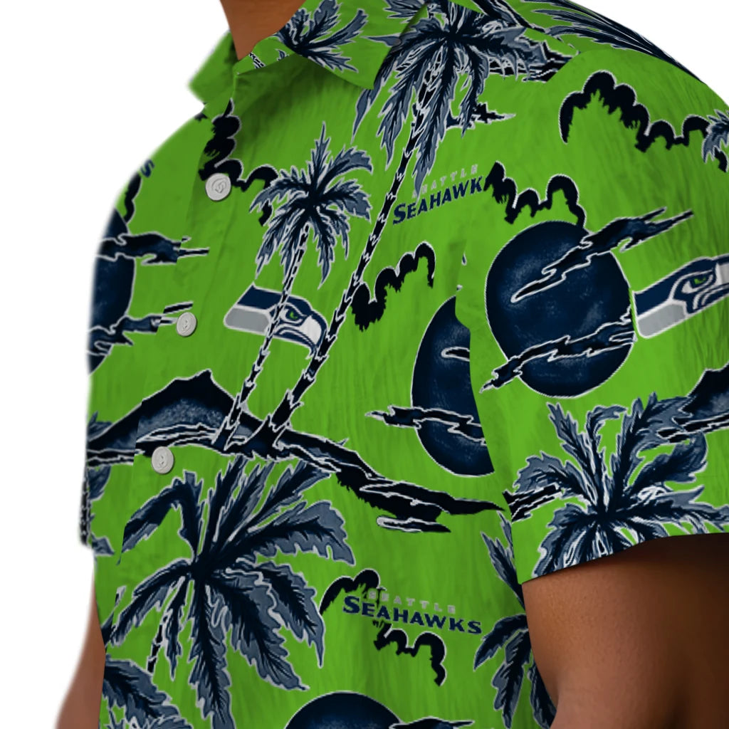 Seattle Seahawks Hawaiian Shirt - Palm Sunset | Moonbestprint