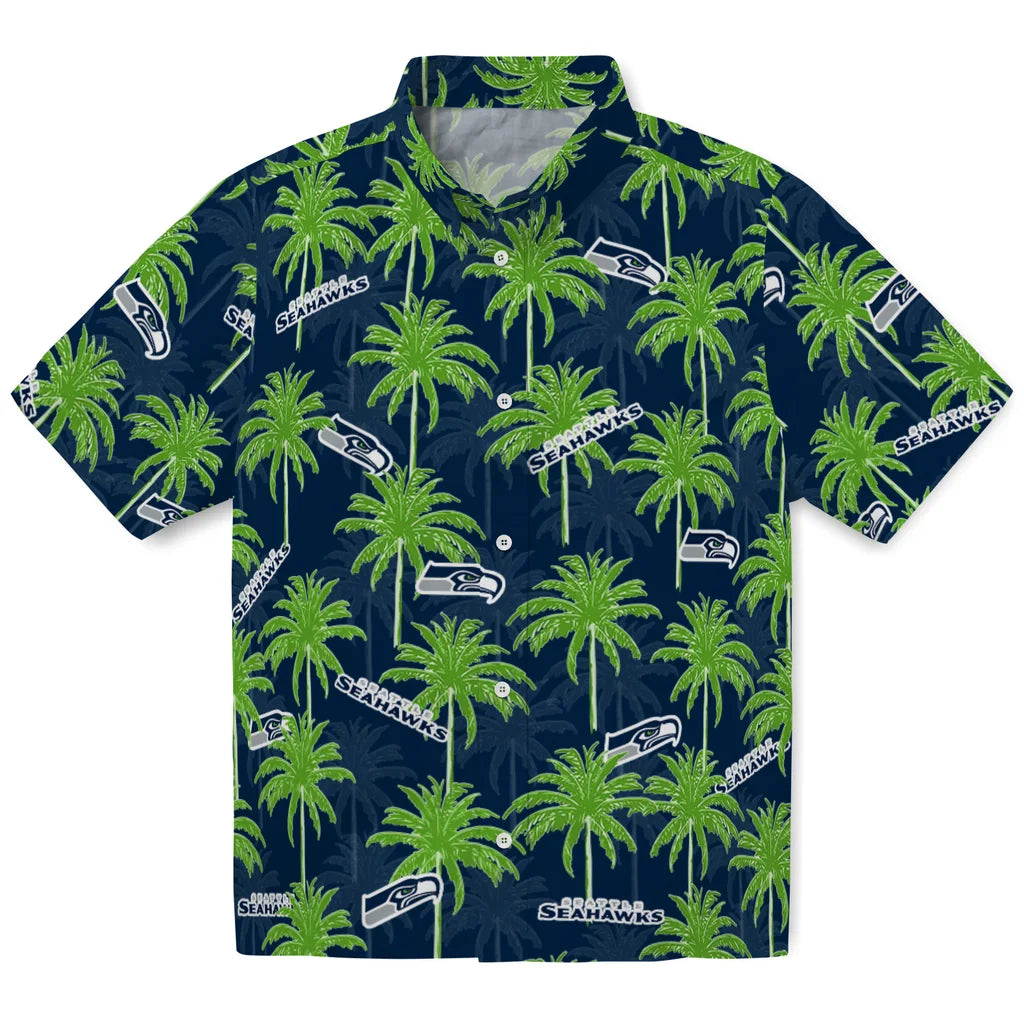 Seattle Seahawks Hawaiian Shirt - Palm Tree Motif | Moonbestprint