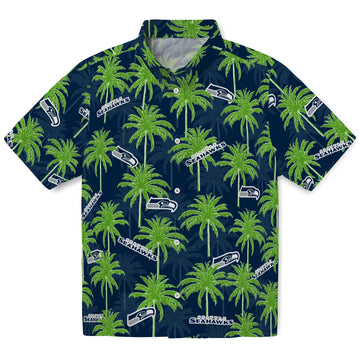 Seattle Seahawks Hawaiian Shirt - Palm Tree Motif | Moonbestprint