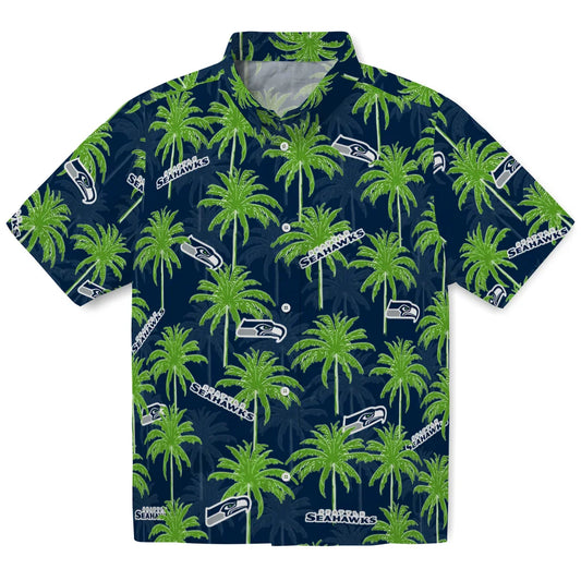 Seattle Seahawks Hawaiian Shirt - Palm Tree Motif | Moonbestprint