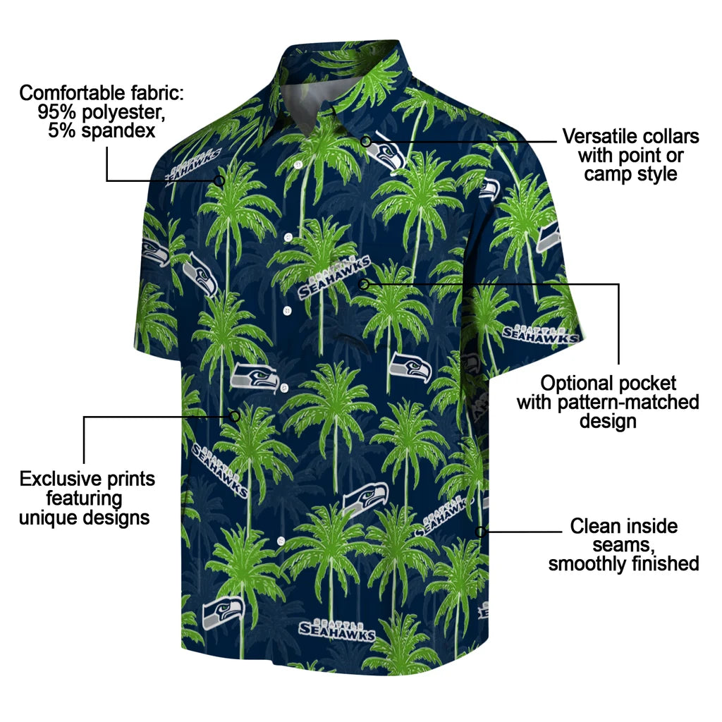 Seattle Seahawks Hawaiian Shirt - Palm Tree Motif | Moonbestprint