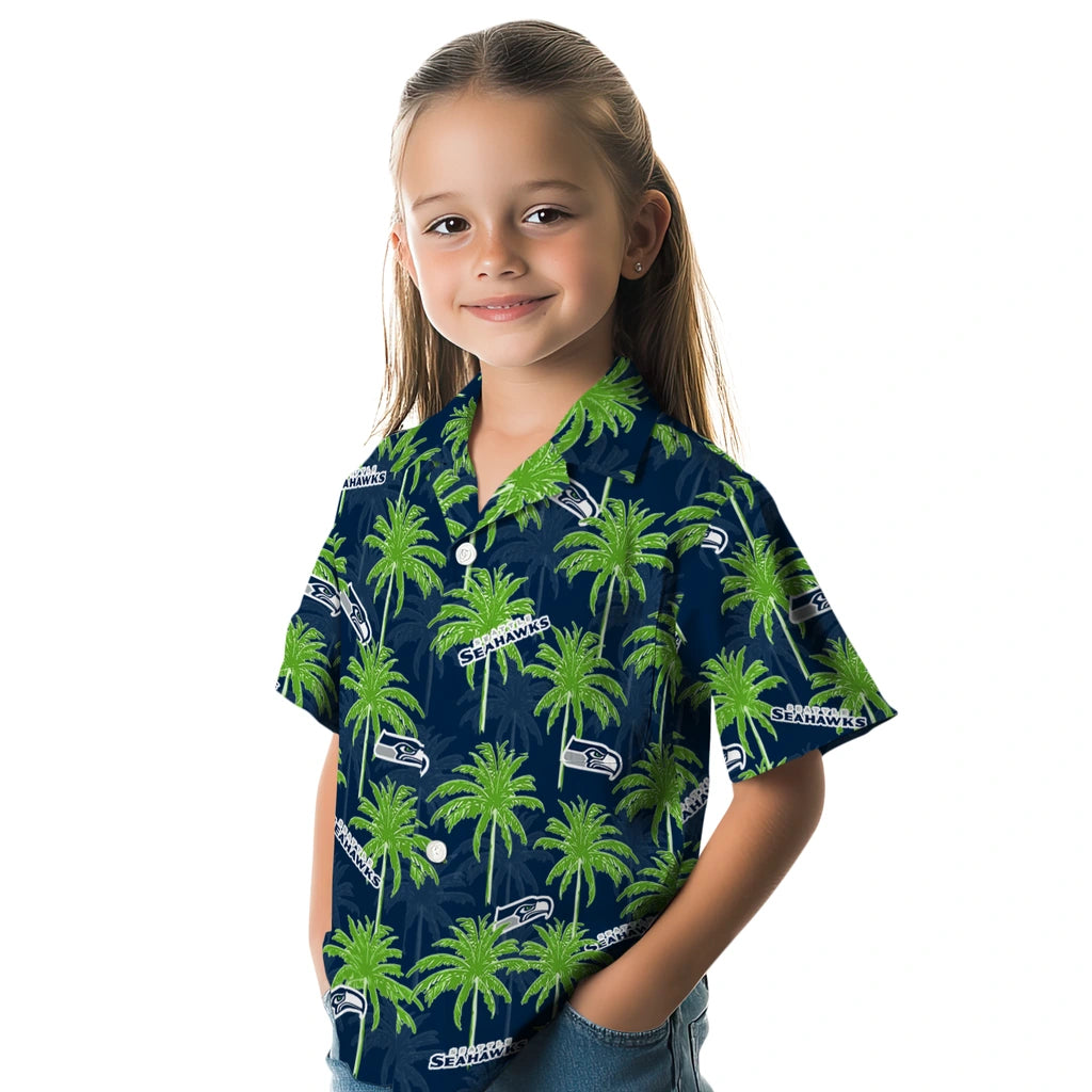 Seattle Seahawks Hawaiian Shirt - Palm Tree Motif | Moonbestprint