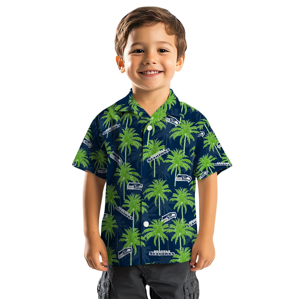 Seattle Seahawks Hawaiian Shirt - Palm Tree Motif | Moonbestprint