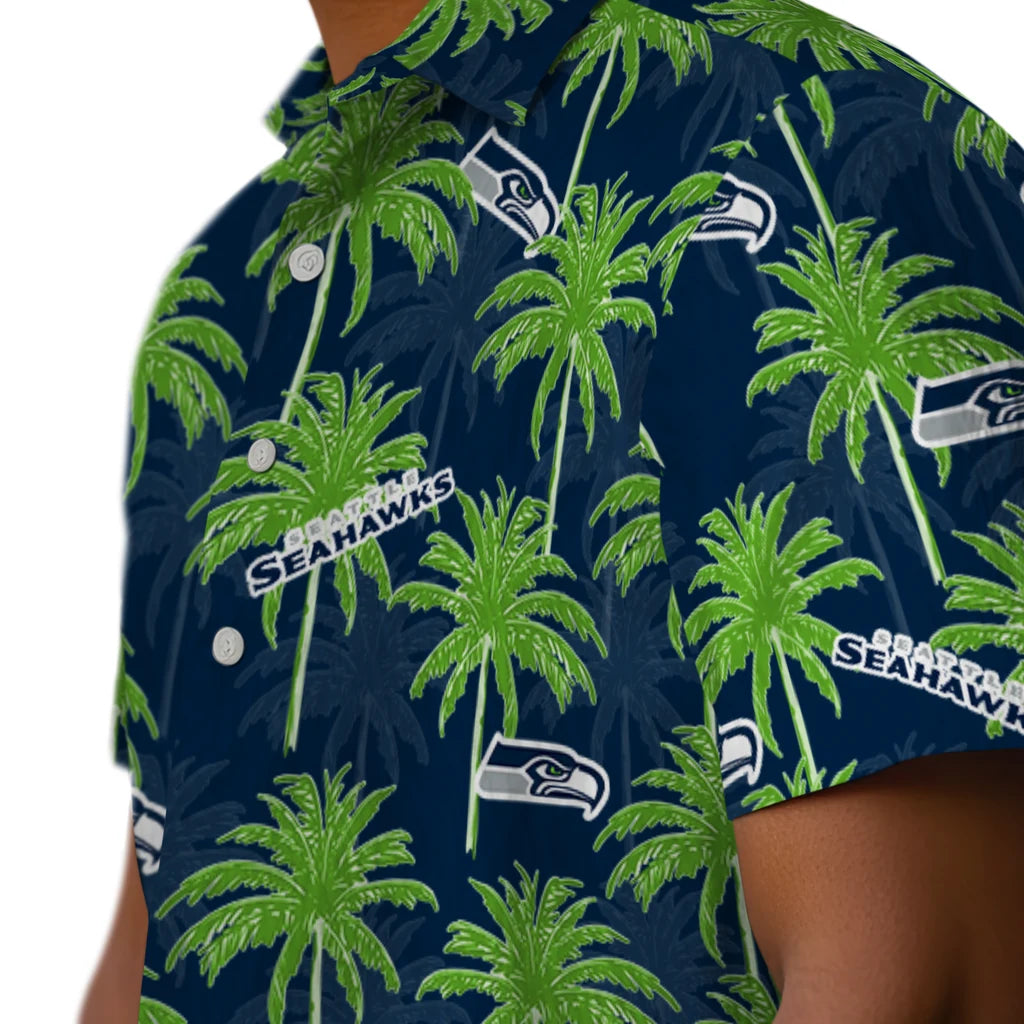 Seattle Seahawks Hawaiian Shirt - Palm Tree Motif | Moonbestprint