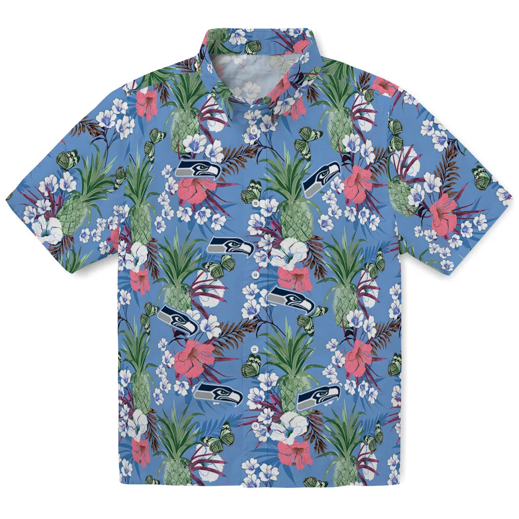 Seattle Seahawks Hawaiian Shirt - Pineapple Bouquet | Moonbestprint