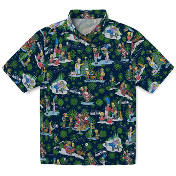 Seattle Seahawks Hawaiian Shirt - Simpsons Christmas | Moonbestprint