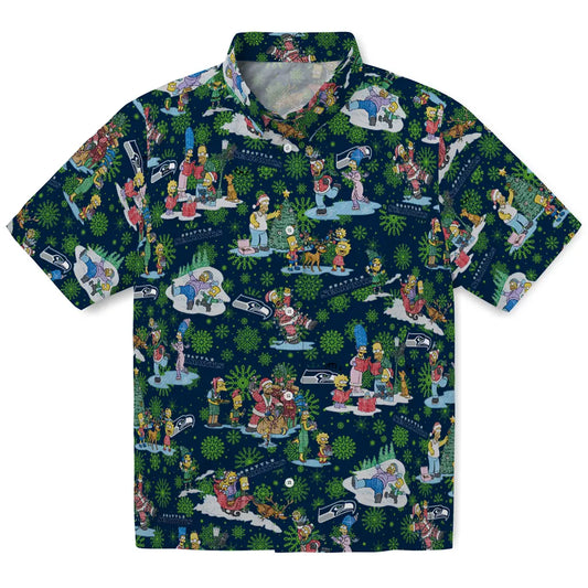 Seattle Seahawks Hawaiian Shirt - Simpsons Christmas | Moonbestprint