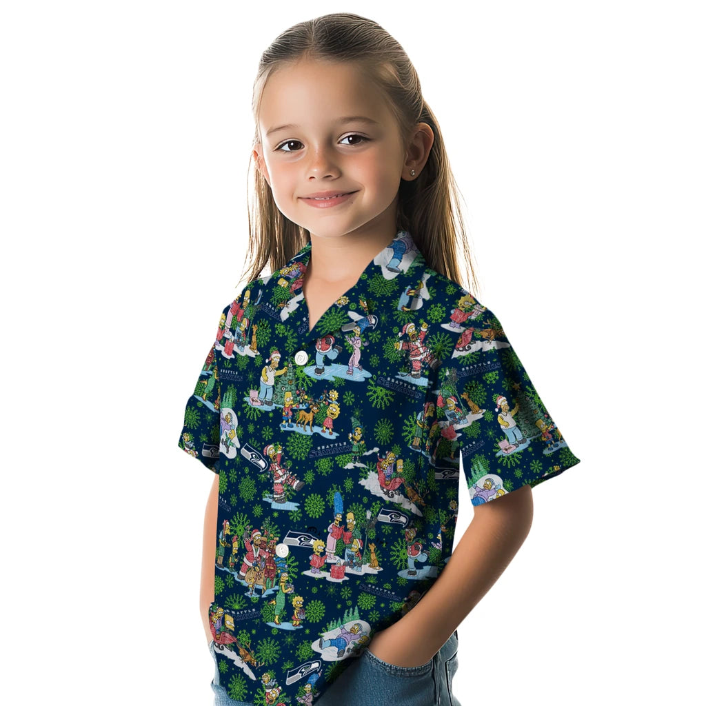 Seattle Seahawks Hawaiian Shirt - Simpsons Christmas | Moonbestprint
