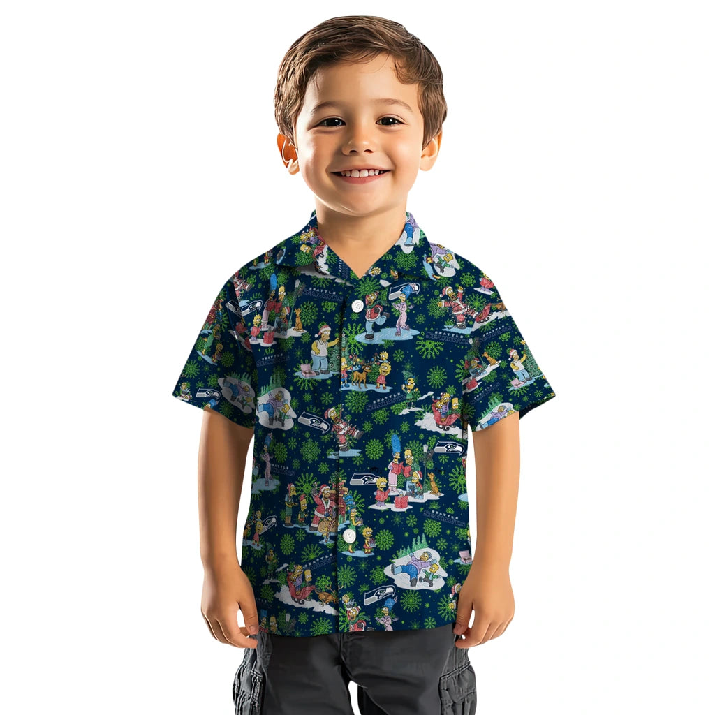 Seattle Seahawks Hawaiian Shirt - Simpsons Christmas | Moonbestprint