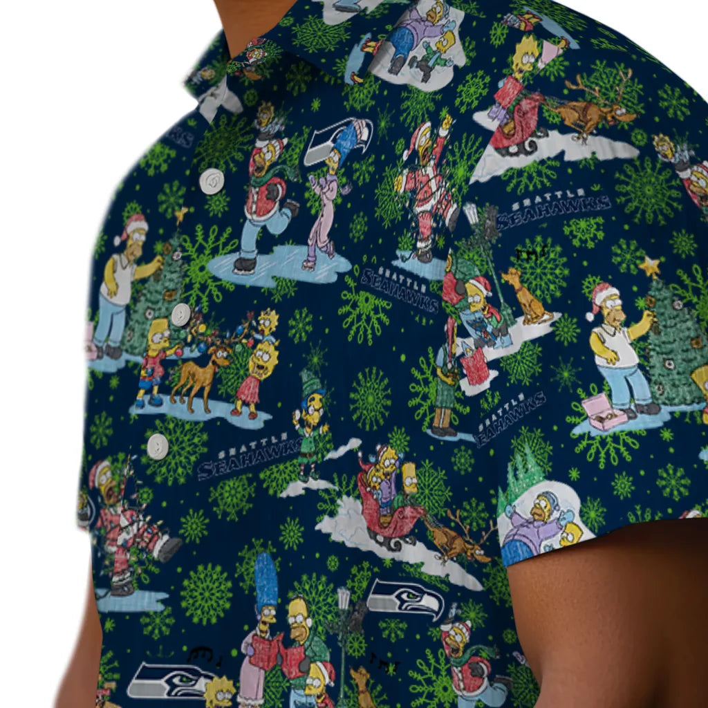 Seattle Seahawks Hawaiian Shirt - Simpsons Christmas | Moonbestprint