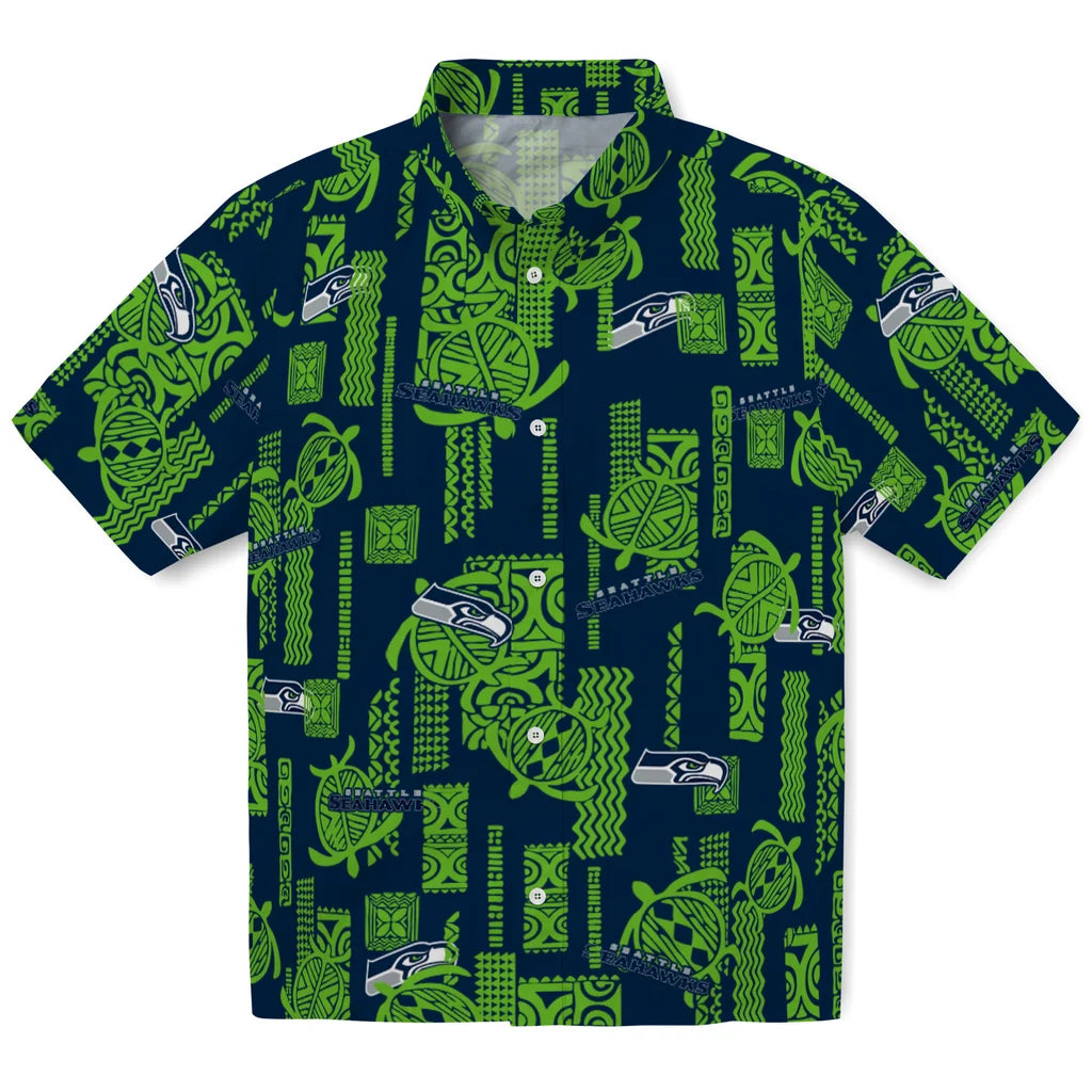 Seattle Seahawks Hawaiian Shirt - Turtle Lines | Moonbestprint