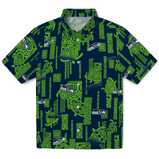 Seattle Seahawks Hawaiian Shirt - Turtle Lines | Moonbestprint