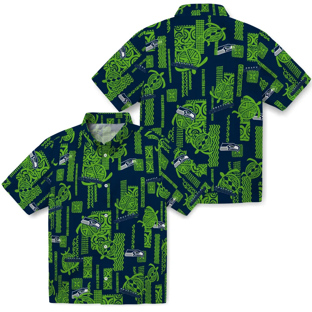Seattle Seahawks Hawaiian Shirt - Turtle Lines | Moonbestprint