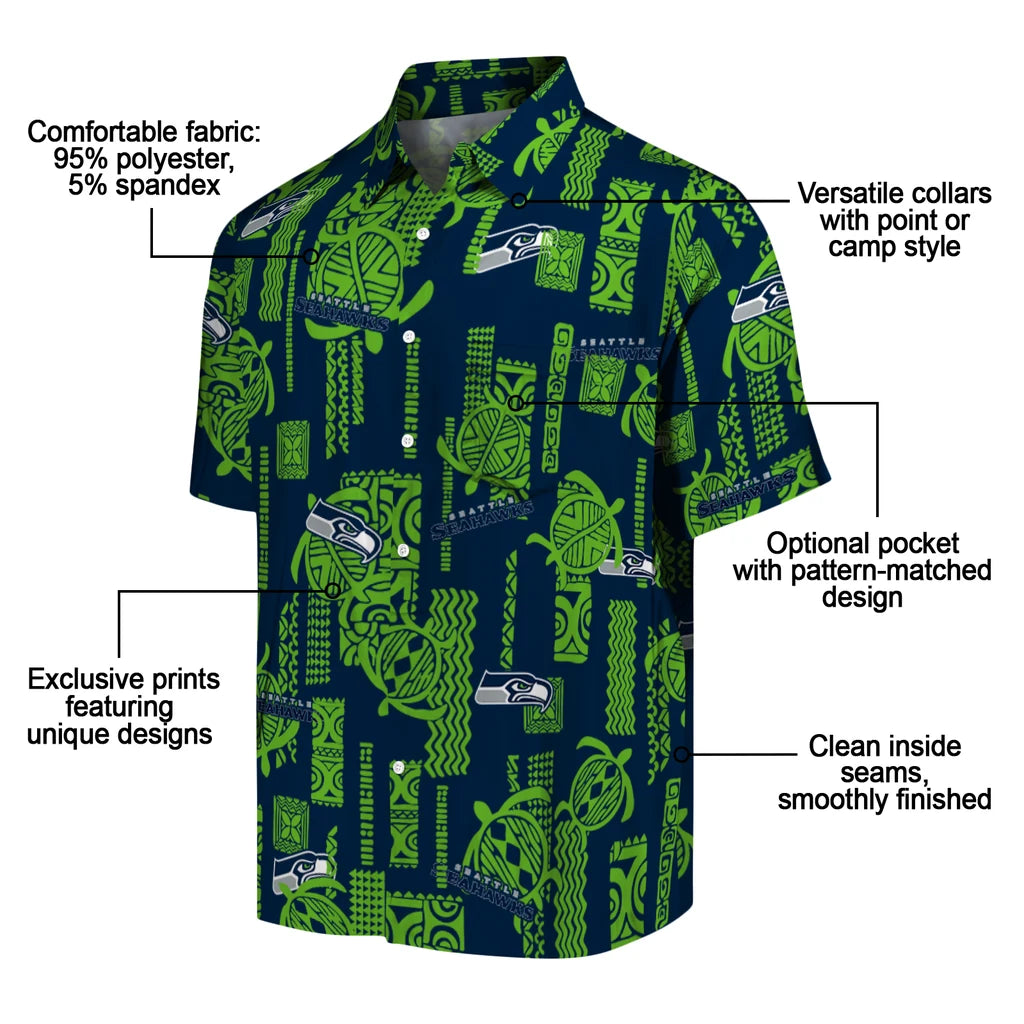 Seattle Seahawks Hawaiian Shirt - Turtle Lines | Moonbestprint