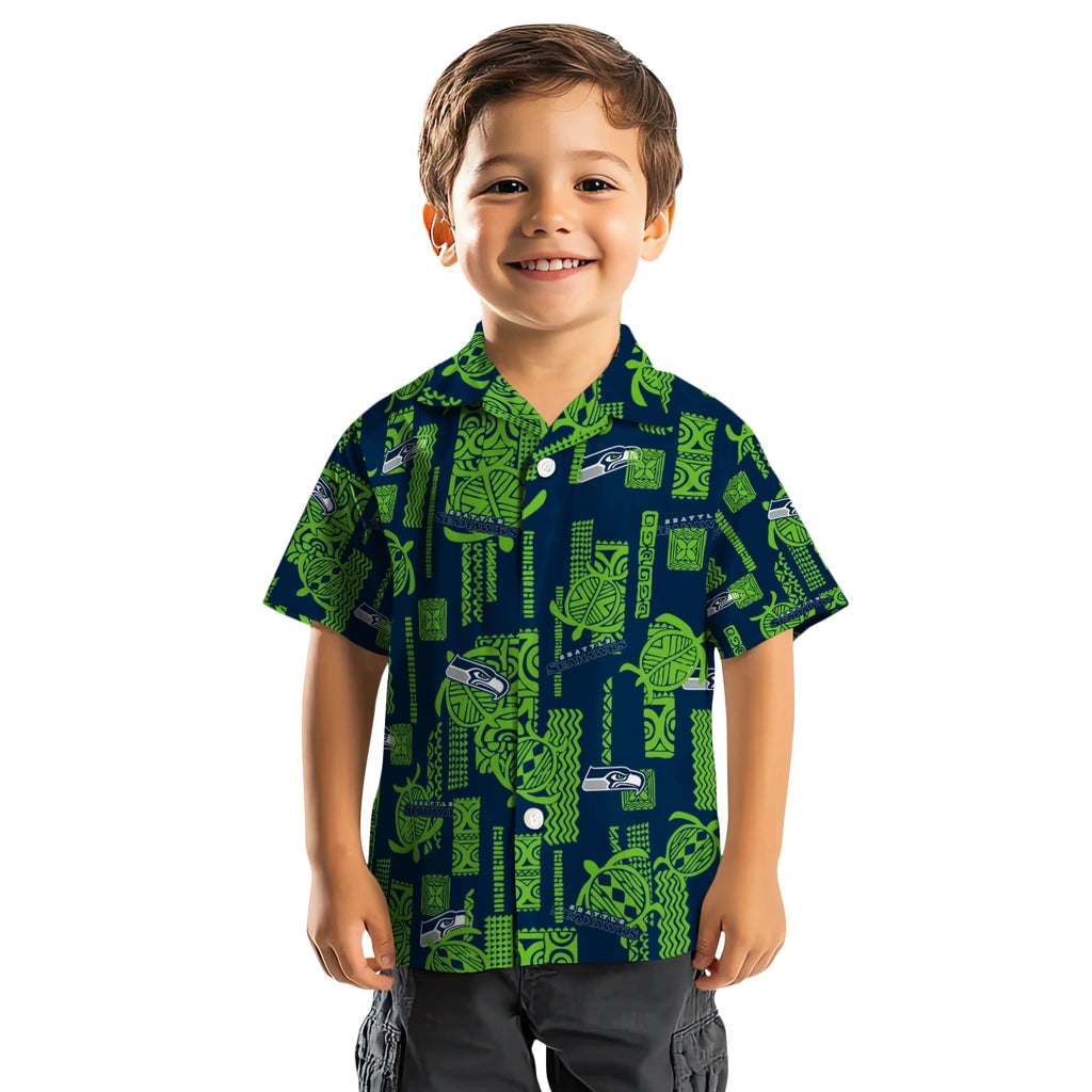 Seattle Seahawks Hawaiian Shirt - Turtle Lines | Moonbestprint
