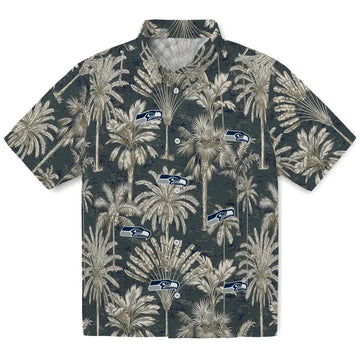 Seattle Seahawks Hawaiian Shirt - Vintage Palm Tree | Moonbestprint