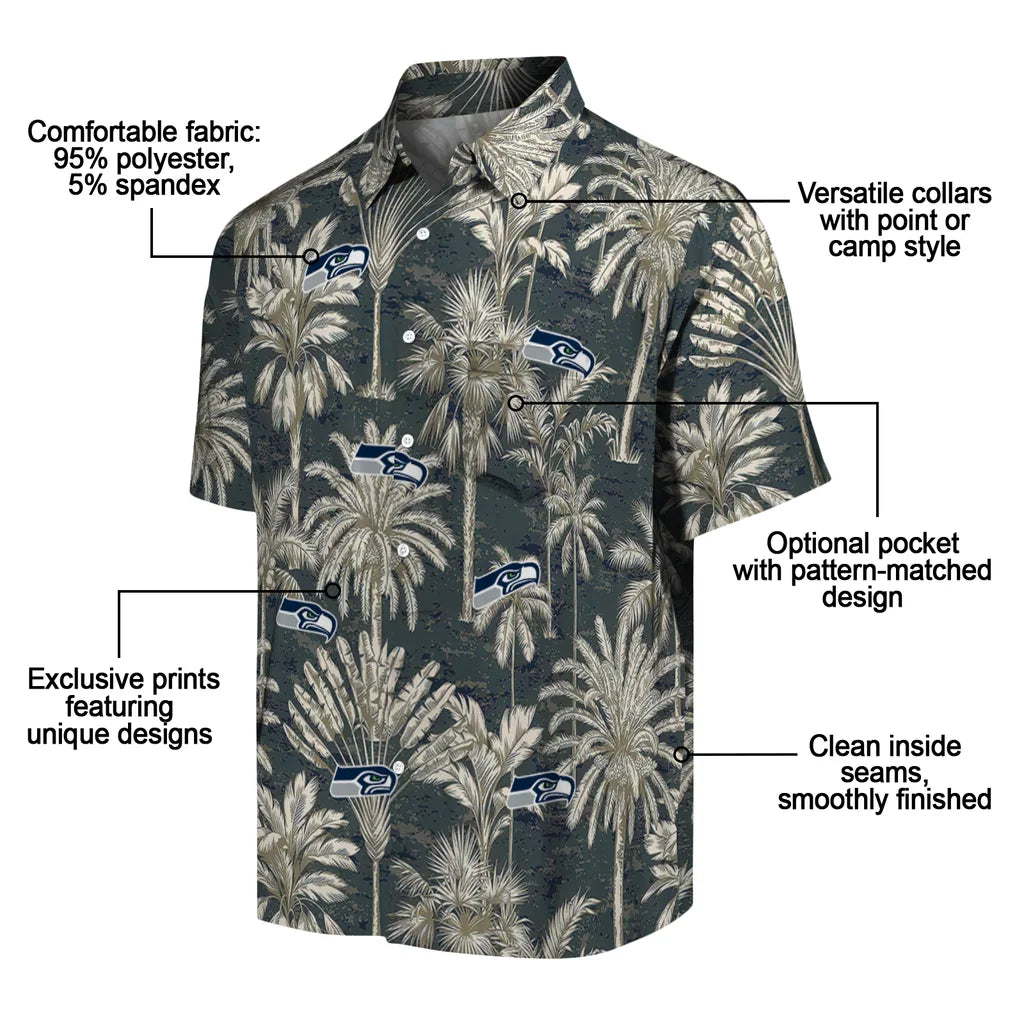 Seattle Seahawks Hawaiian Shirt - Vintage Palm Tree | Moonbestprint
