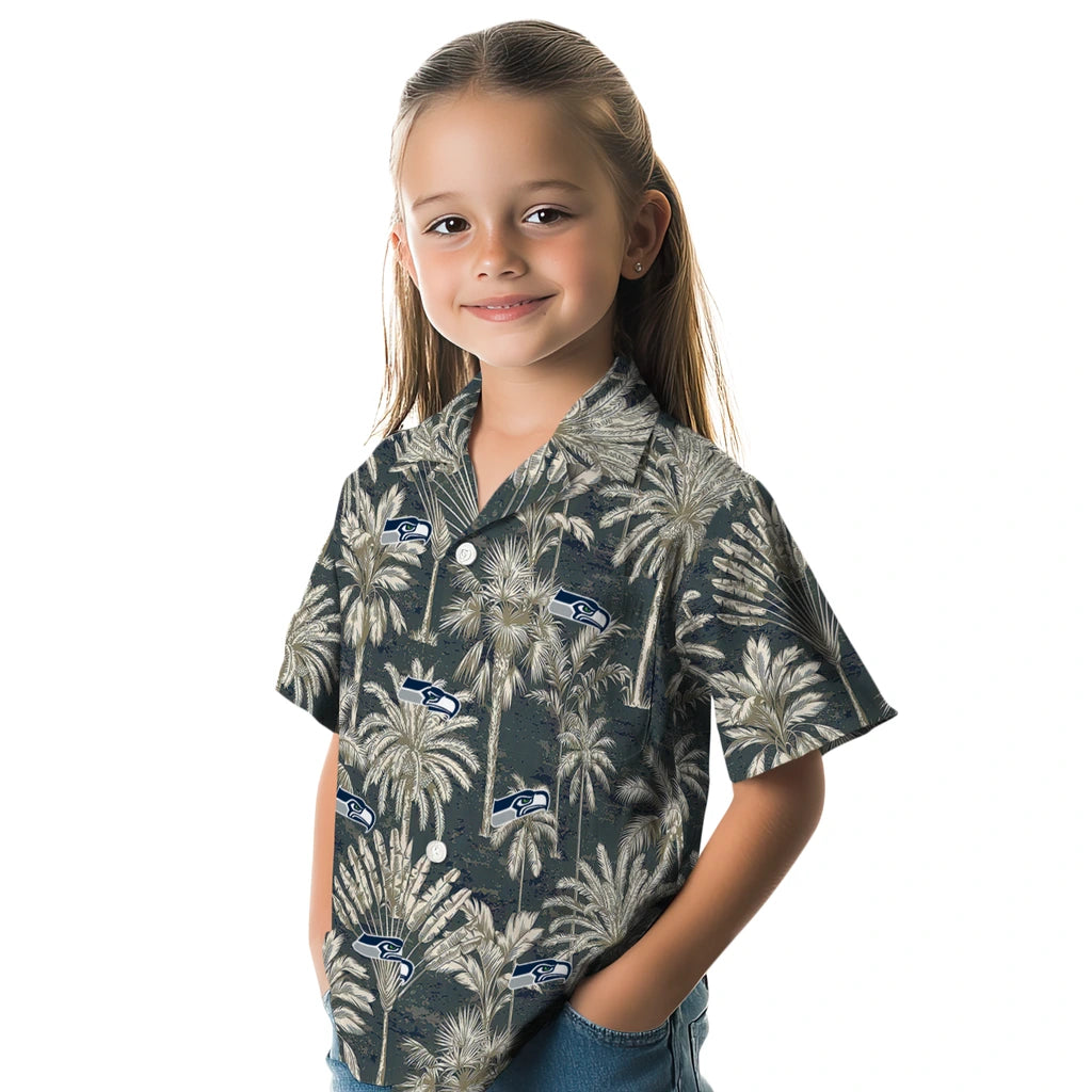 Seattle Seahawks Hawaiian Shirt - Vintage Palm Tree | Moonbestprint