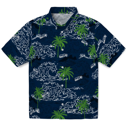 Seattle Seahawks Hawaiian Shirt - Wave Palm | Moonbestprint