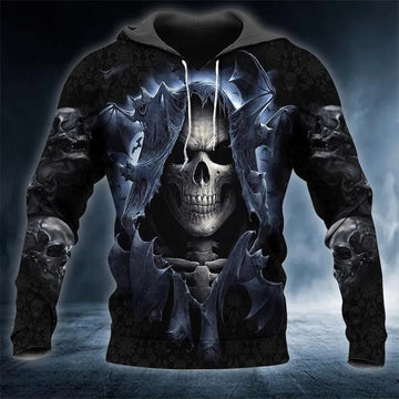 Shadow Bat Grim Reaper Skull 3D All Over Print Hoodie -Moonbestprint