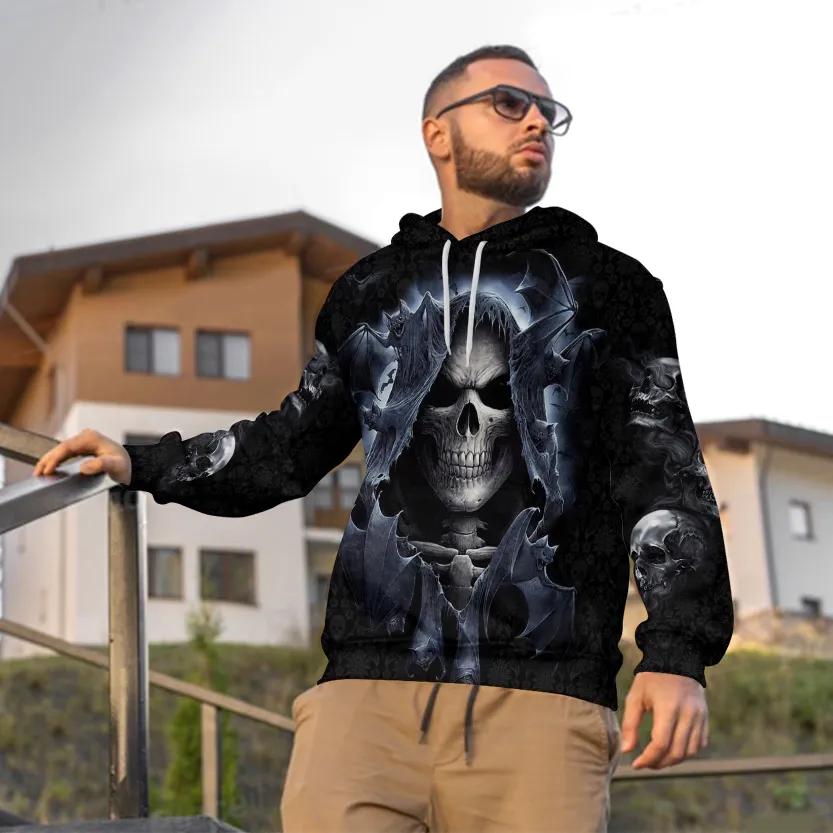Shadow Bat Grim Reaper Skull 3D All Over Print Hoodie -Moonbestprint