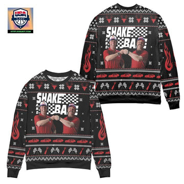 Shake And Bake Talladega Nights Reindeer Pattern Ugly Christmas Sweater ? Black ? Usalast