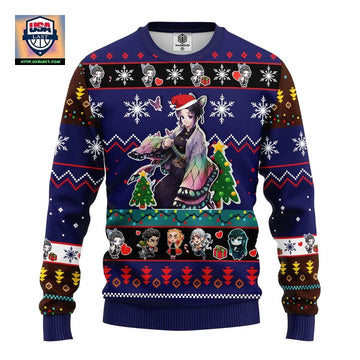 Shinobu Kocho Demon Slayer Anime Ugly Christmas Sweater Blue 1 Amazing Gift Idea Thanksgiving Gift ? Usalast