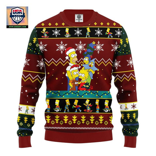 Simpson Family Ugly Christmas Sweater Red Brown 1 Amazing Gift Idea Thanksgiving Gift ? Usalast