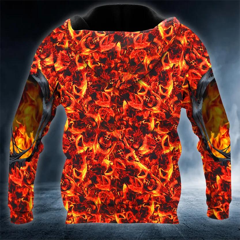 Skeleton Crawling Out Of Hell Skull 3D All Over Print Hoodie -Moonbestprint