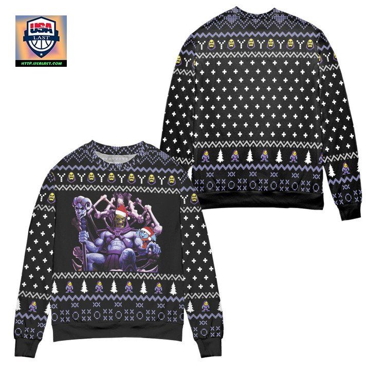 Skeletor And Panthor Art Snowflake Pattern Ugly Christmas Sweater ? Black ? Usalast